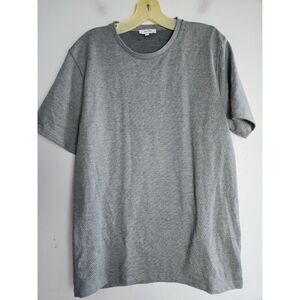 Reiss Men Grey Herringbone Crew Neck Short Sleeve T-Shirt Size Medium